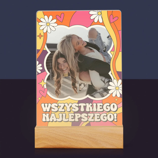 Zdjęcie i Podpis: Wszystkiego Najlepszego Groovy - Wydruk Na Szkle Akrylowym