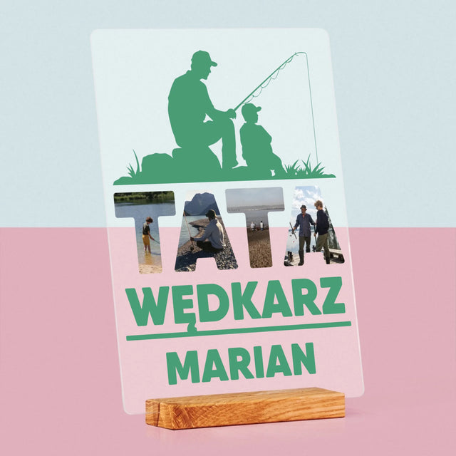 Słowo Ze Zdjęć: Tata Wędkarz - Wydruk Na Szkle Akrylowym