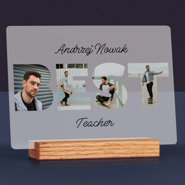 Słowo Ze Zdjęć: Best Teacher - Wydruk Na Szkle Akrylowym