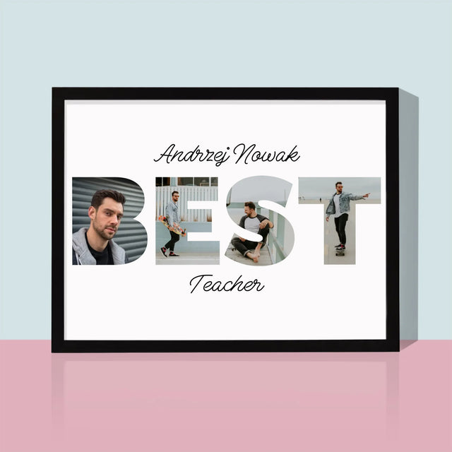 Słowo Ze Zdjęć: Best Teacher - Wydruk Obramowany 30x40