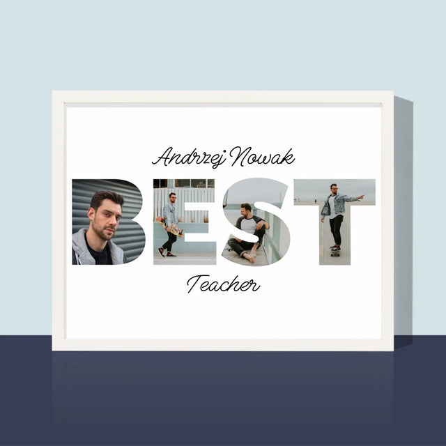 Słowo Ze Zdjęć: Best Teacher - Wydruk Obramowany 30x40