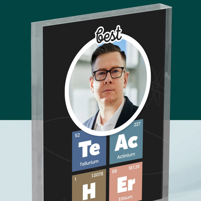 Zdjęcie i Podpis: Teacher Pierwiastki - Blok Akrylowy z Nadrukiem