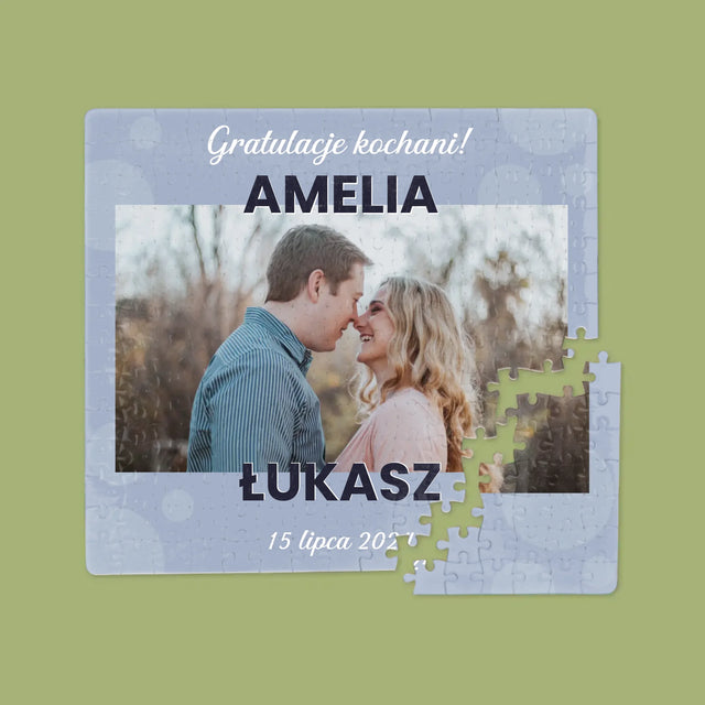 Zdjęcie i Podpis: Ślubne Gratulacje - Personalizowane Puzzle
