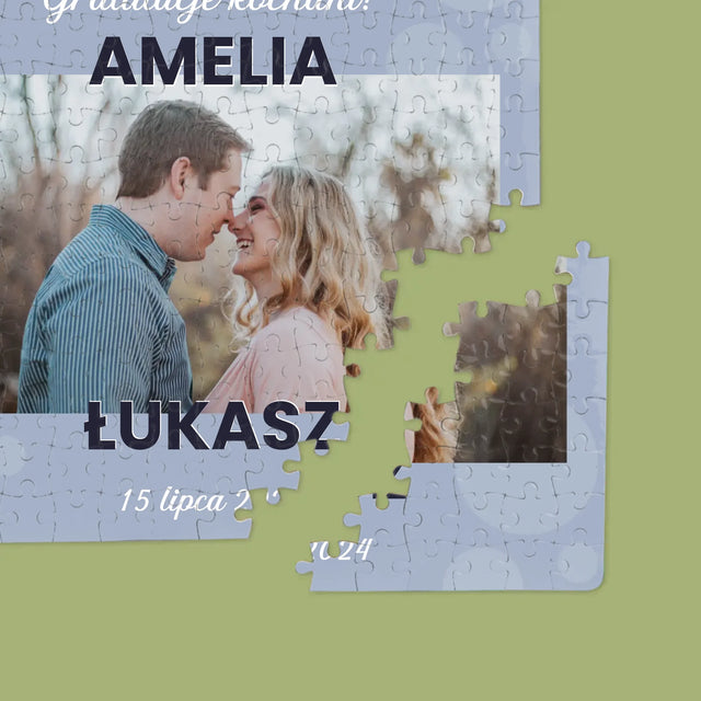 Zdjęcie i Podpis: Ślubne Gratulacje - Personalizowane Puzzle