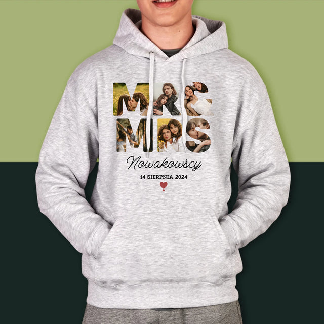 Słowo Ze Zdjęć: Mr&Mrs - Bluza Męska z Kapturem