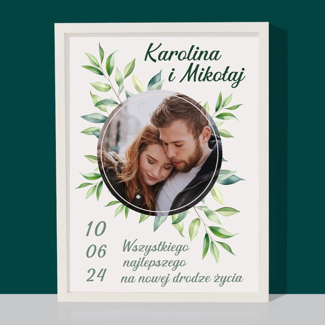 Zdjęcie i Podpis: Ślubne Listki - Wydruk Obramowany