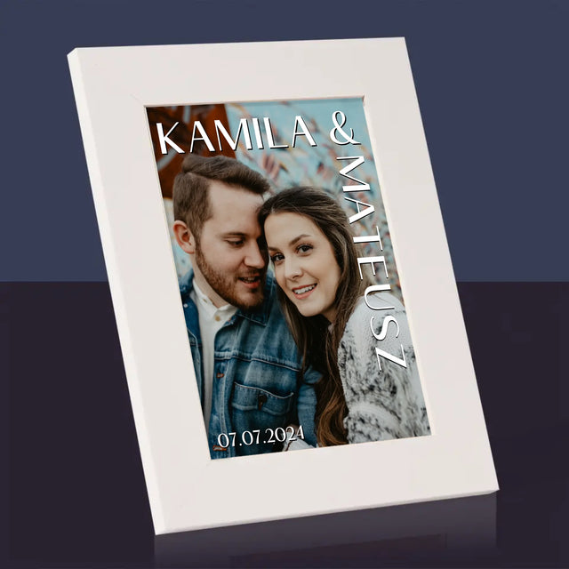 Zdjęcie i Podpis: Imiona Ślub - Ramka Na Zdjęcie