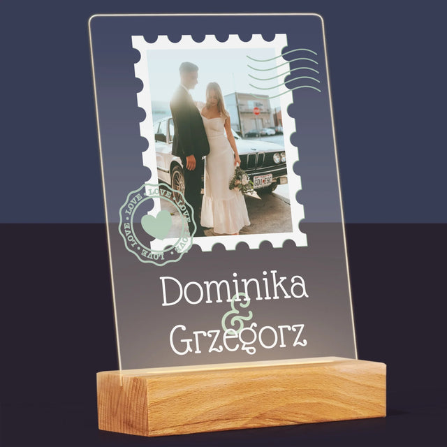 Zdjęcie i Podpis: Ślubna Pocztówka - Wydruk Na Szkle Akrylowym