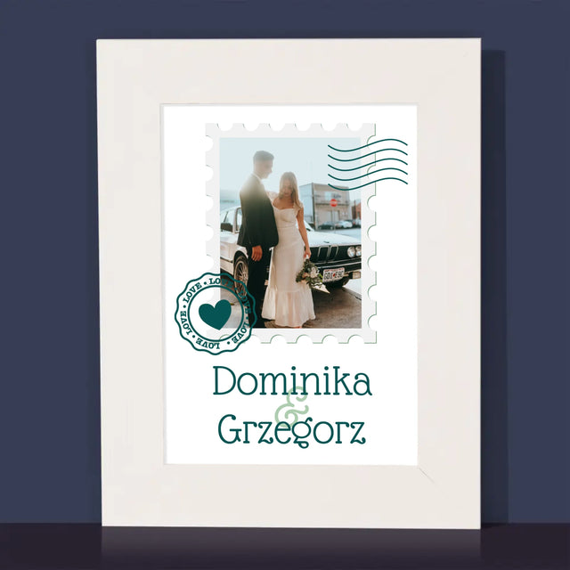 Zdjęcie i Podpis: Ślubna Pocztówka - Ramka Na Zdjęcie