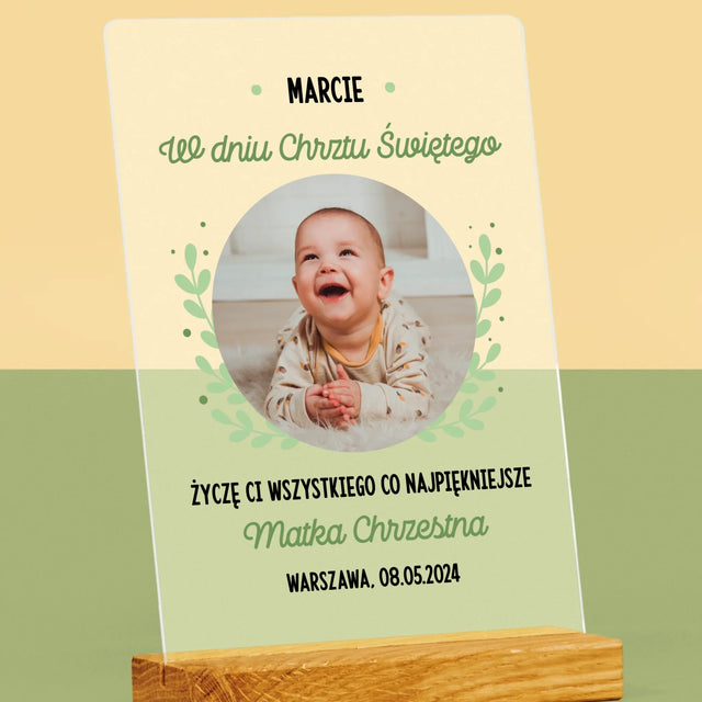 Zdjęcie i Podpis: z Okazji Chrztu Świętego - Wydruk Na Szkle Akrylowym