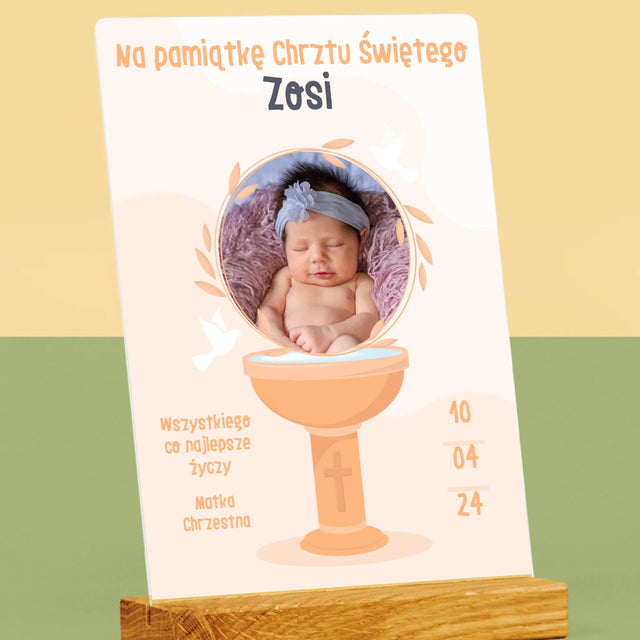 Zdjęcie i Podpis: Na Pamiątkę Chrztu Świętego - Wydruk Na Szkle Akrylowym