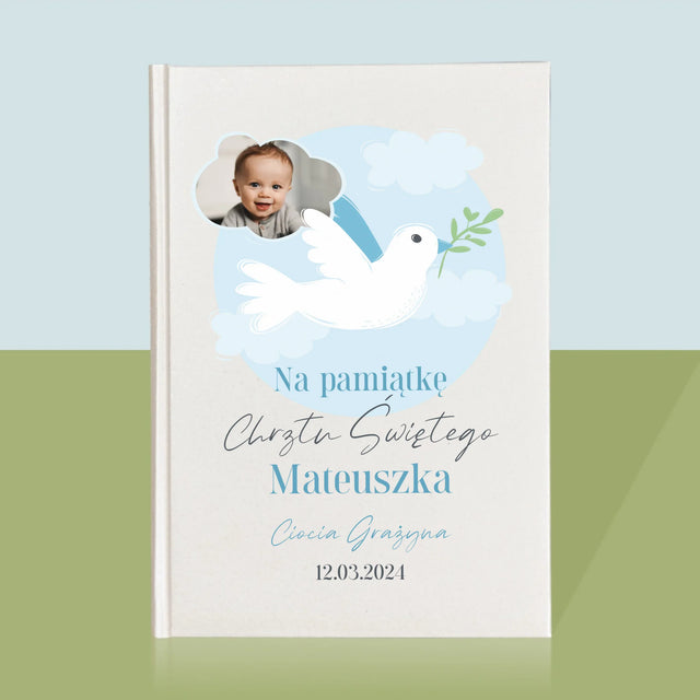 Zdjęcie i Podpis: Pamiątka Chrztu Gołąbek - Biblia z Nadrukiem
