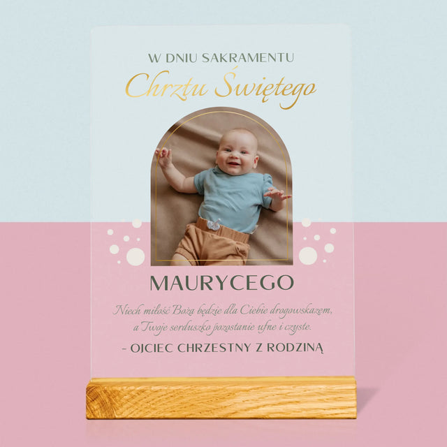 Zdjęcie i Podpis: Sakrament Chrztu Świętego - Wydruk Na Szkle Akrylowym
