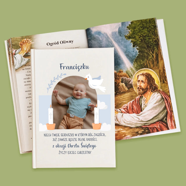 Zdjęcie i Podpis: Z Okazji Chrztu Świętego Życzenia - Biblia z Nadrukiem