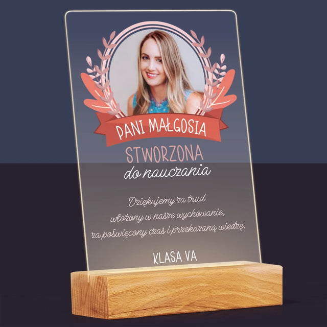 Zdjęcie I Podpis: Stworzona Do Nauczania - Wydruk Na Szkle Akrylowym