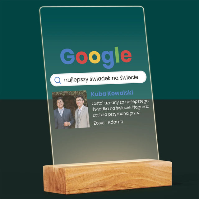 Zdjęcie I Podpis: Najlepszy Świadek Wynik Google - Wydruk Na Szkle Akrylowym
