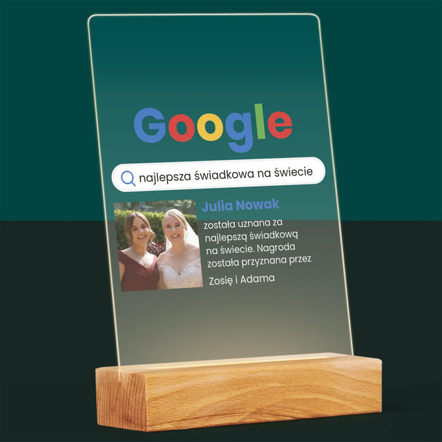 Zdjęcie I Podpis: Najlepsza Świadkowa Wynik Google - Wydruk Na Szkle Akrylowym
