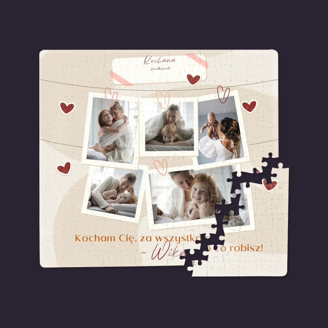 Fotokolaż: Kocham Cię Mamo - Personalizowane Puzzle