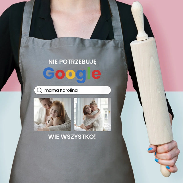 Fotokolaż: Nie Potrzebuję Google - Fartuch z Nadrukiem