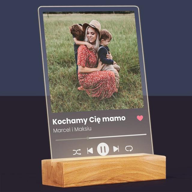 Zdjęcie i Podpis: Kochamy Cię Mamo - Wydruk Na Szkle Akrylowym