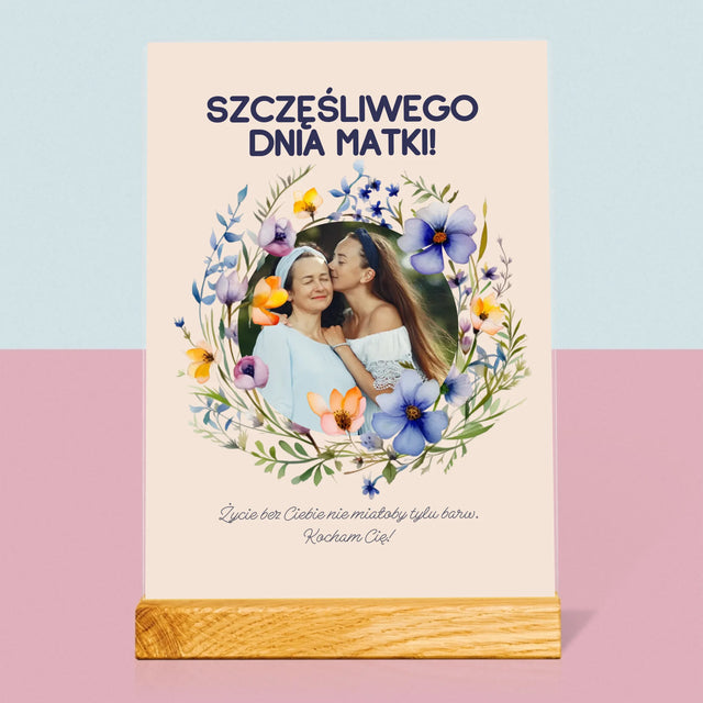 Zdjęcie i Podpis: Szczęśliwego Dnia Matki - Wydruk Na Szkle Akrylowym