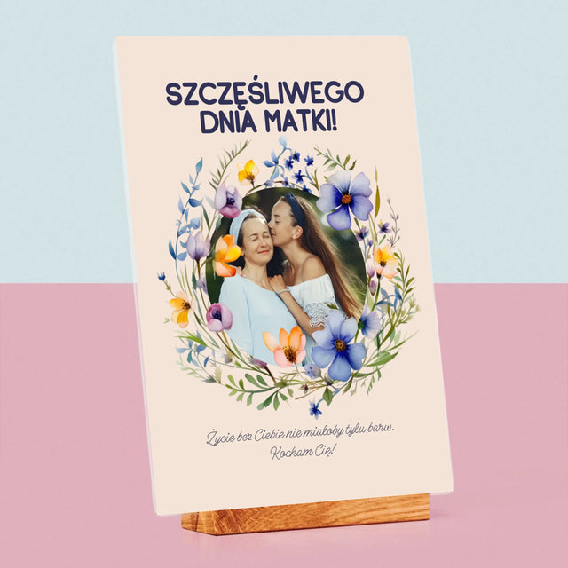 Zdjęcie i Podpis: Szczęśliwego Dnia Matki - Wydruk Na Szkle Akrylowym