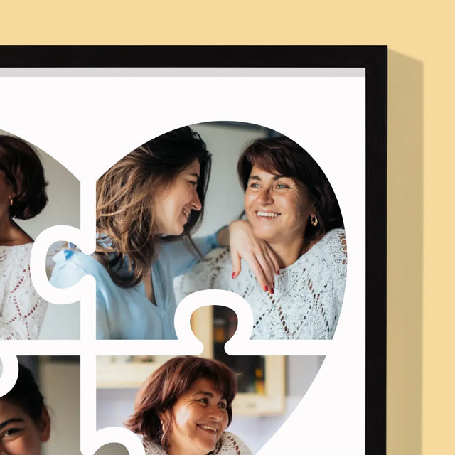Fotokolaż: Puzzle Serce Dla Mamy - Wydruk Obramowany