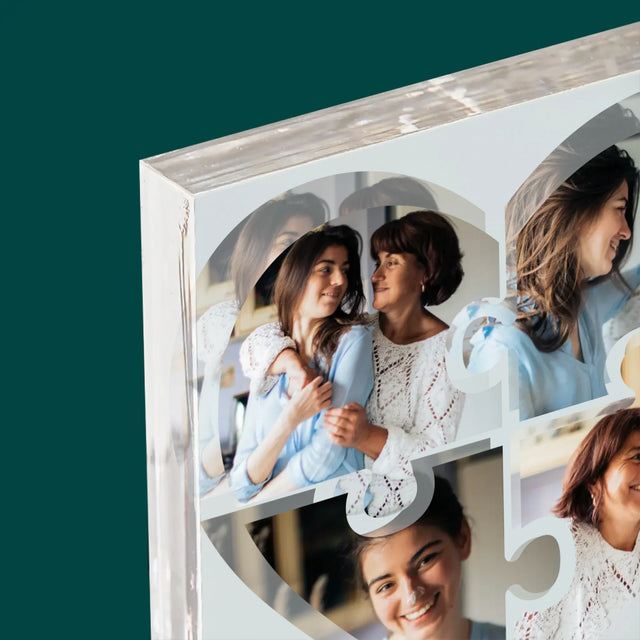 Fotokolaż: Puzzle Serce Dla Mamy - Blok Akrylowy z Nadrukiem