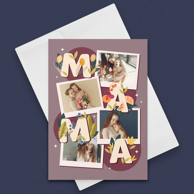 Fotokolaż: Literki Mama - Kartka z Życzeniami