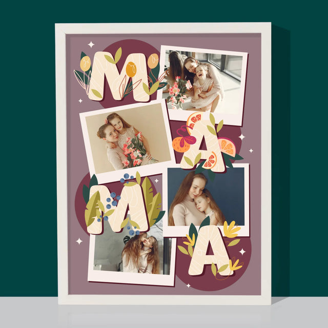 Fotokolaż: Literki Mama - Wydruk Obramowany