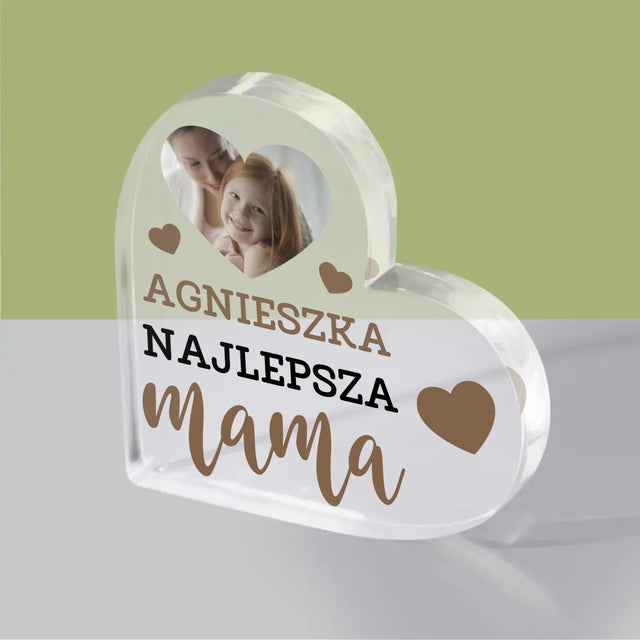 Fotokolaż: Najlepsza Mama Serce - Blok Akrylowy z Nadrukiem