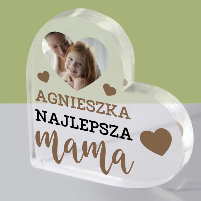 Fotokolaż: Najlepsza Mama Serce - Blok Akrylowy z Nadrukiem