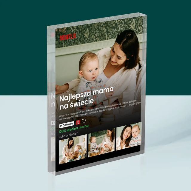 Fotokolaż: Personalizowany Plakat Netflix Dla Mamy - Blok Akrylowy z Nadrukiem