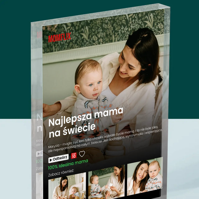 Fotokolaż: Personalizowany Plakat Netflix Dla Mamy - Blok Akrylowy z Nadrukiem