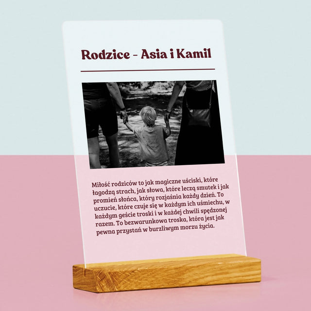 Zdjęcie i Podpis: Rodzice Definicja Ich Miłości - Wydruk Na Szkle Akrylowym
