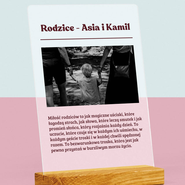 Zdjęcie i Podpis: Rodzice Definicja Ich Miłości - Wydruk Na Szkle Akrylowym