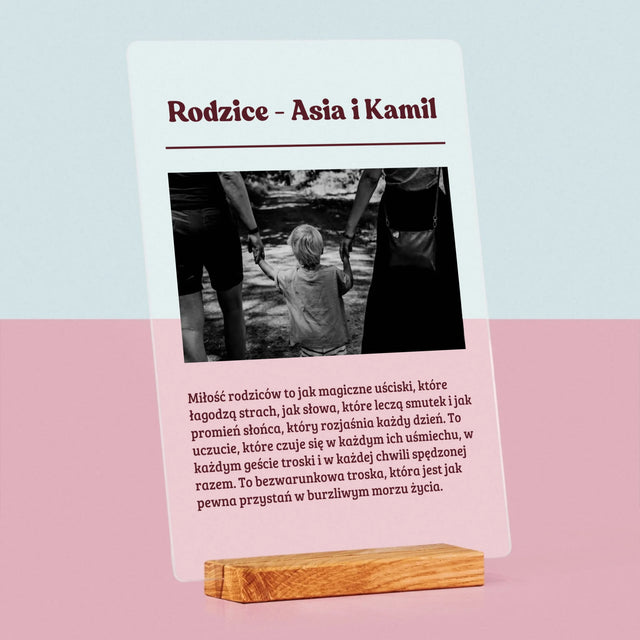 Zdjęcie i Podpis: Rodzice Definicja Ich Miłości - Wydruk Na Szkle Akrylowym
