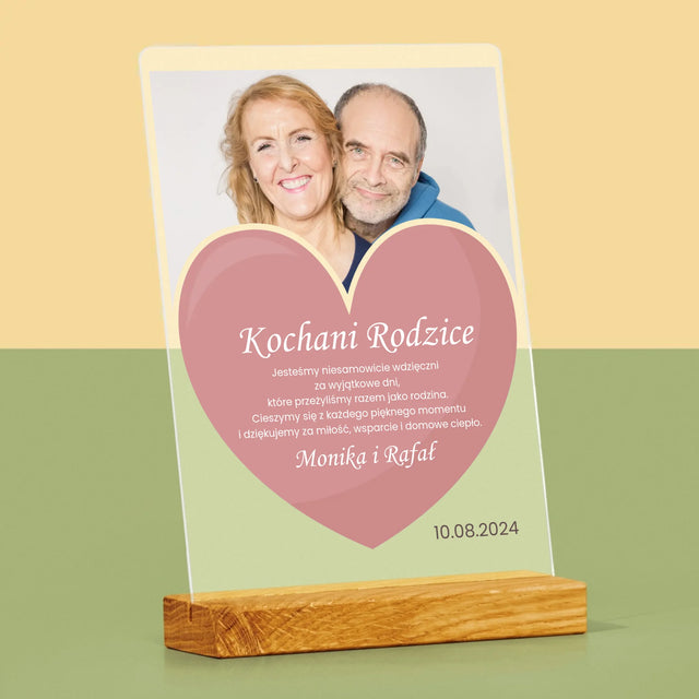 Zdjęcie i Podpis: Ukochani Rodzice - Wydruk Na Szkle Akrylowym
