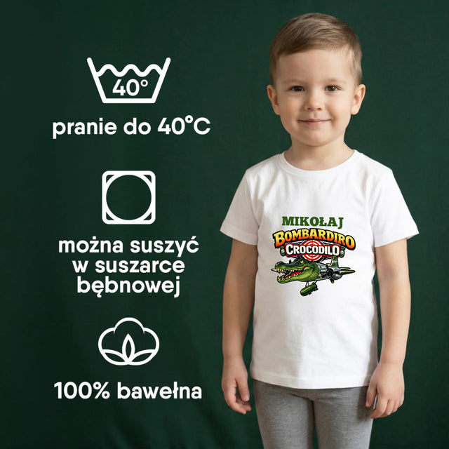 Brainrot: Bombardiro Crocodilo - Koszulka Dziecięca