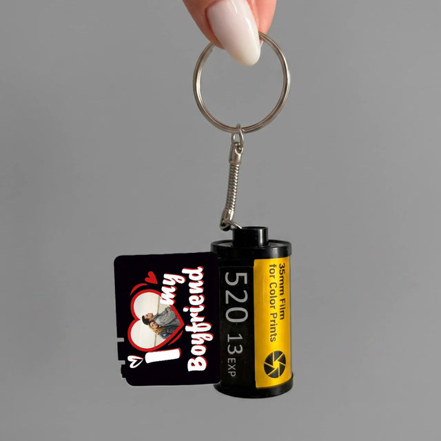 Zdjęcie I Podpis: I Love My Boyfriend - Personalizowany Brelok Klisza