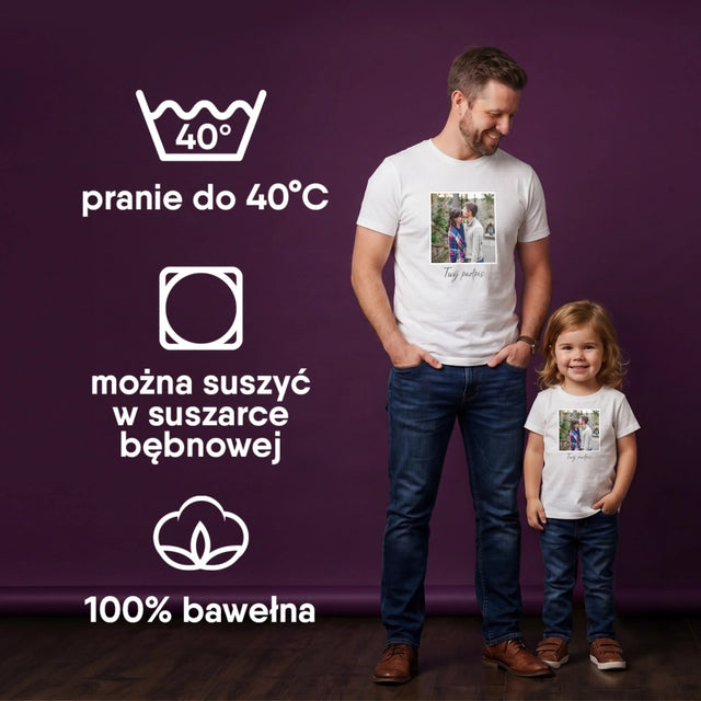 Zdjęcie i Podpis: Zdjęcie i Podpis - Zestaw Koszulka Męska i Koszulka Dziecięca