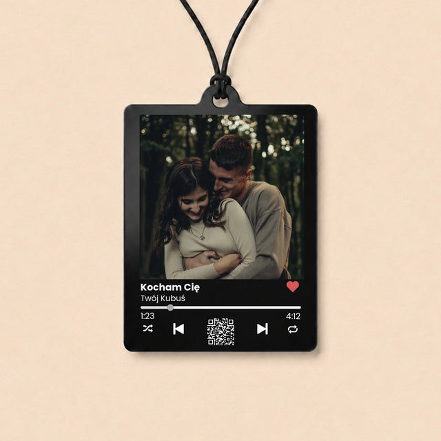 Zdjęcie i Podpis: Spotify z Kodem Qr - Zawieszka Do Samochodu