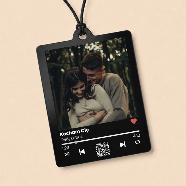 Zdjęcie i Podpis: Spotify z Kodem Qr - Zawieszka Do Samochodu