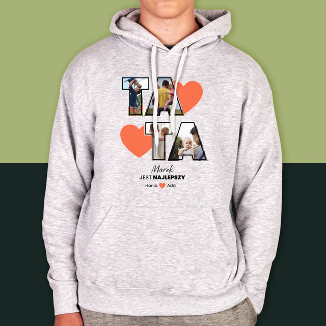 Fotokolaż: Tata Jest Najlepszy - Bluza Męska z Kapturem