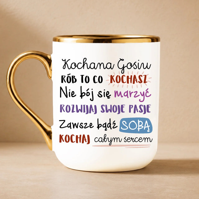 Fotokolaż: Urodziny Życzenia - Kubek Ceramiczny ze Złotym Rantem