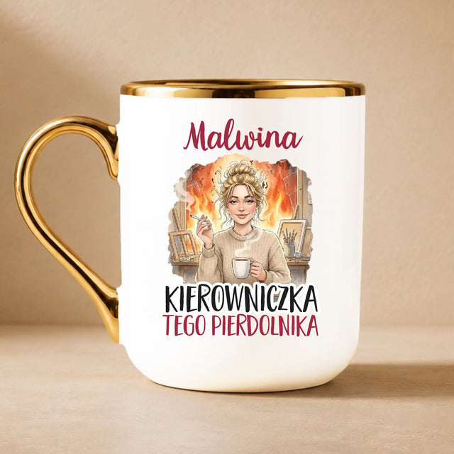 Bez Cenzury: Kierowniczka - Kubek Ceramiczny ze Złotym Rantem