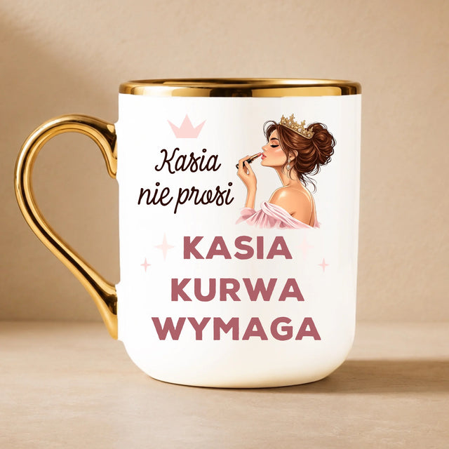 Bez Cenzury: Nie Prosi - Kubek Ceramiczny ze Złotym Rantem