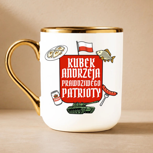 Bez Cenzury: Kubek Prawdziwego Patrioty - Kubek Ceramiczny ze Złotym Rantem