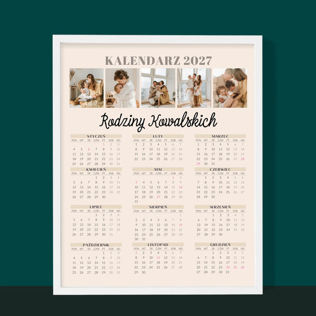 Fotokolaż: Zdjęcia Rodzinne - Kalendarz w Ramce