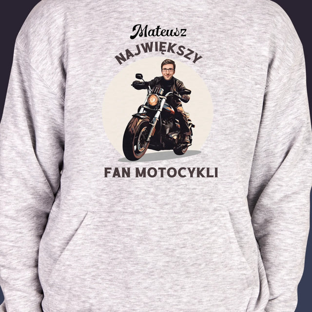Twoja Postać: Fan Motocykli - Bluza Męska z Kapturem